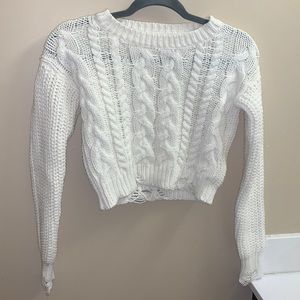 cropped ripped white Garage sweater